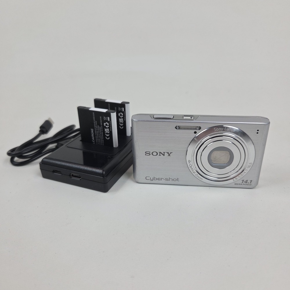 SONY Cyber-shot DSC-W610 Compact Digital Camera Silver w Charger + Batteries